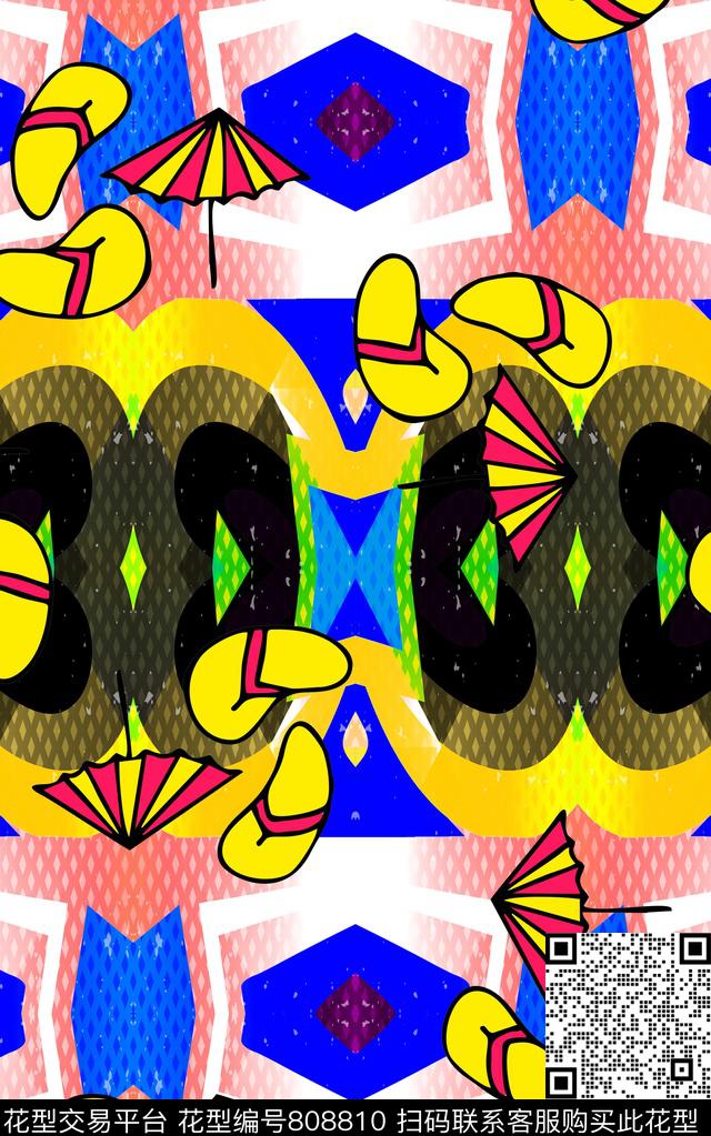 几何色块纹路数码印花华亿平台下载（图片编号: 808810） - 瓦栏（Walan）