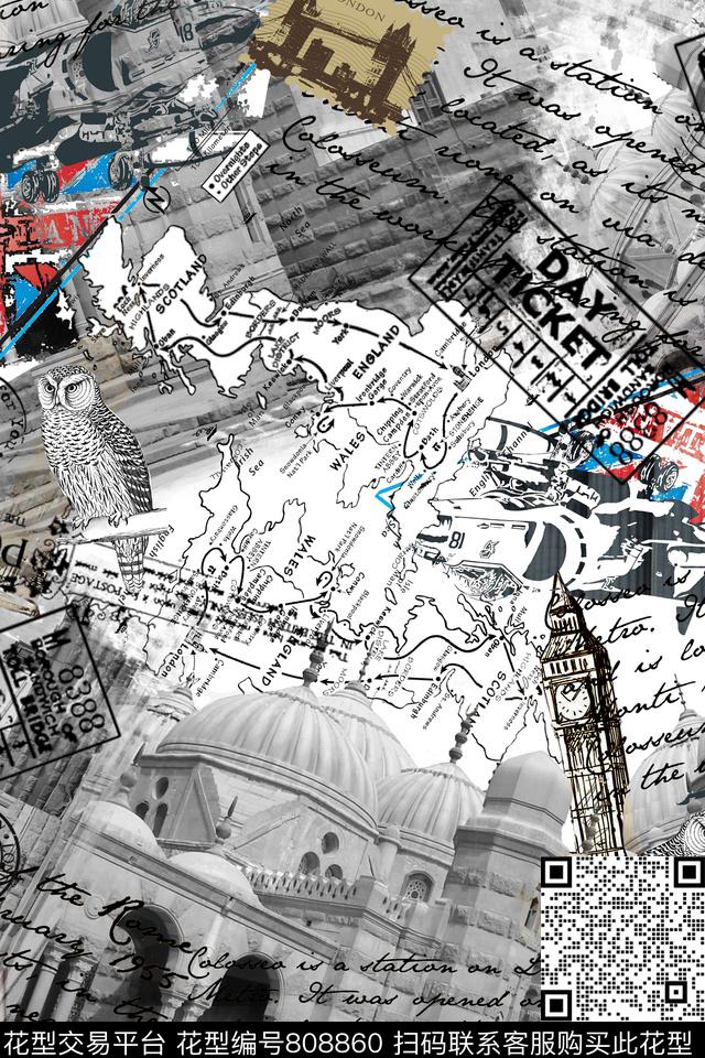 L字母符号D民族风格英伦风格数码印花华亿平台下载（图片编号: 808860） - 瓦栏（Walan）