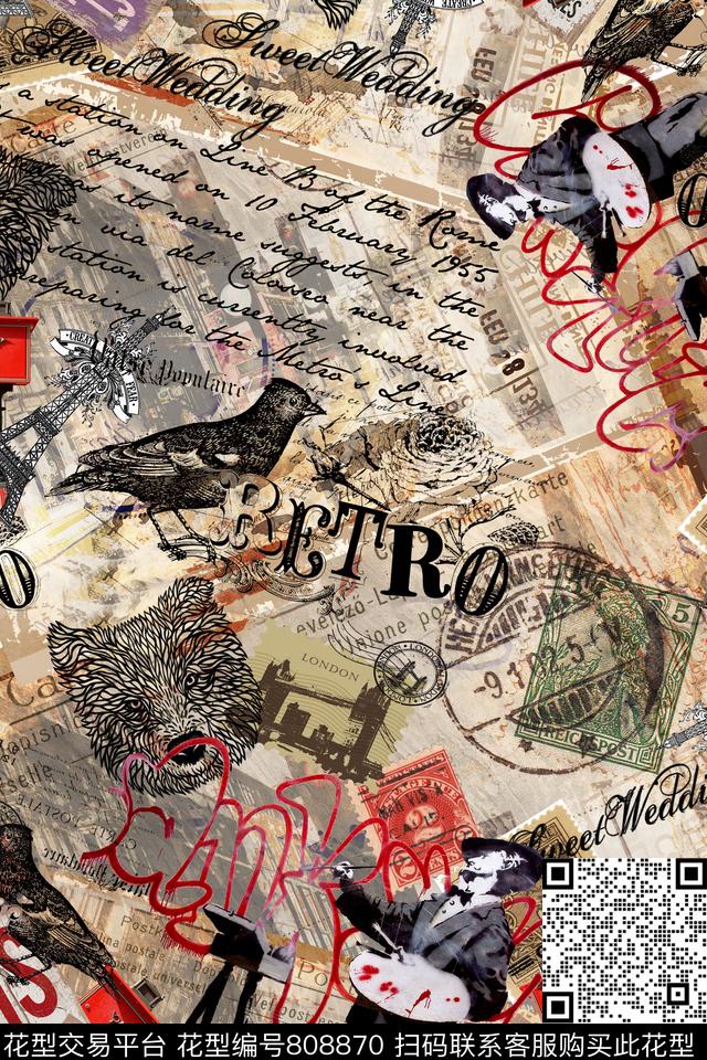 L字母符号D民族风格英伦风格数码印花华亿平台下载（图片编号: 808870） - 瓦栏（Walan）