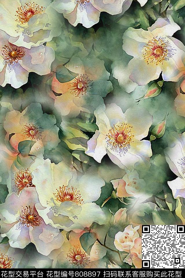 花瓣花卉花朵数码印花华亿平台下载（图片编号: 808897） - 瓦栏（Walan）