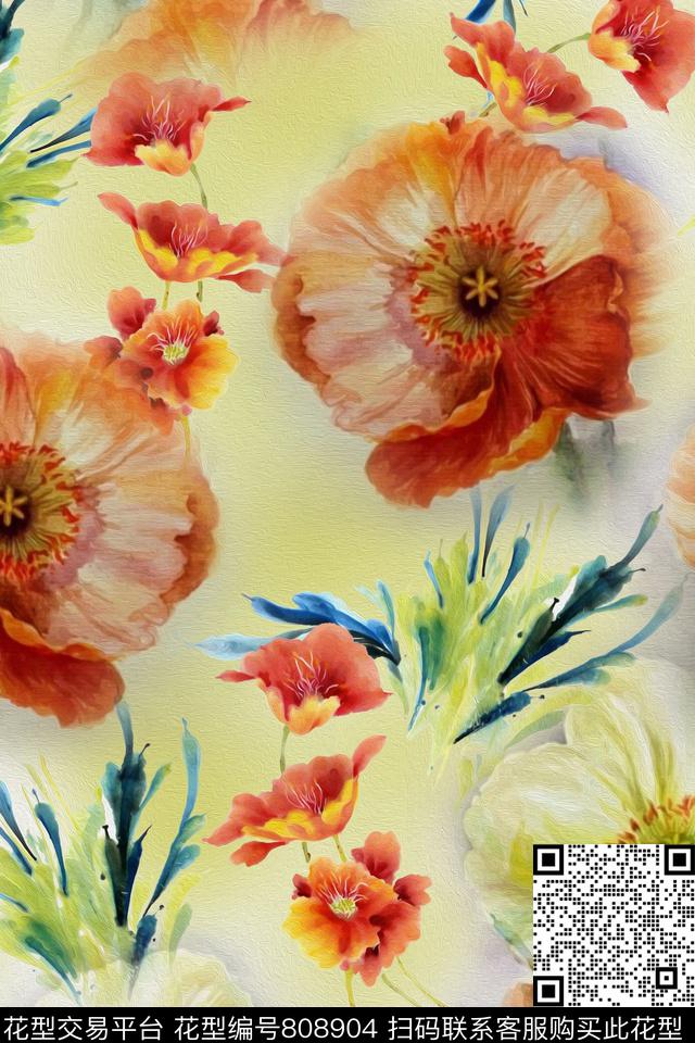 花瓣花卉花朵数码印花华亿平台下载（图片编号: 808904） - 瓦栏（Walan）