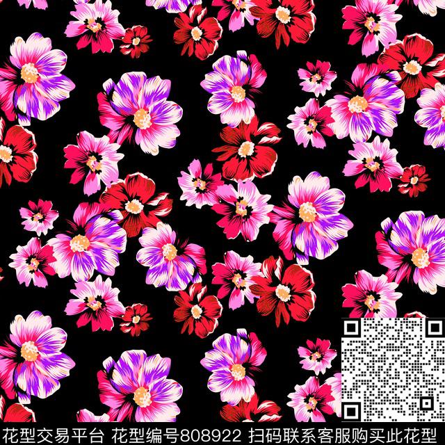 手绘花卉水彩传统印花华亿平台下载（图片编号: 808922） - 瓦栏（Walan）