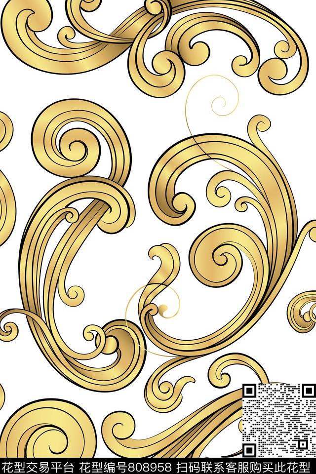 圆形纹理笔触传统印花华亿平台下载（图片编号: 808958） - 瓦栏（Walan）