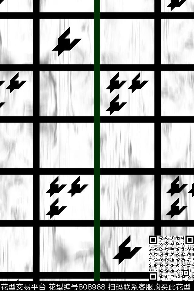 几何格子千鸟格数码印花华亿平台下载（图片编号: 808968） - 瓦栏（Walan）