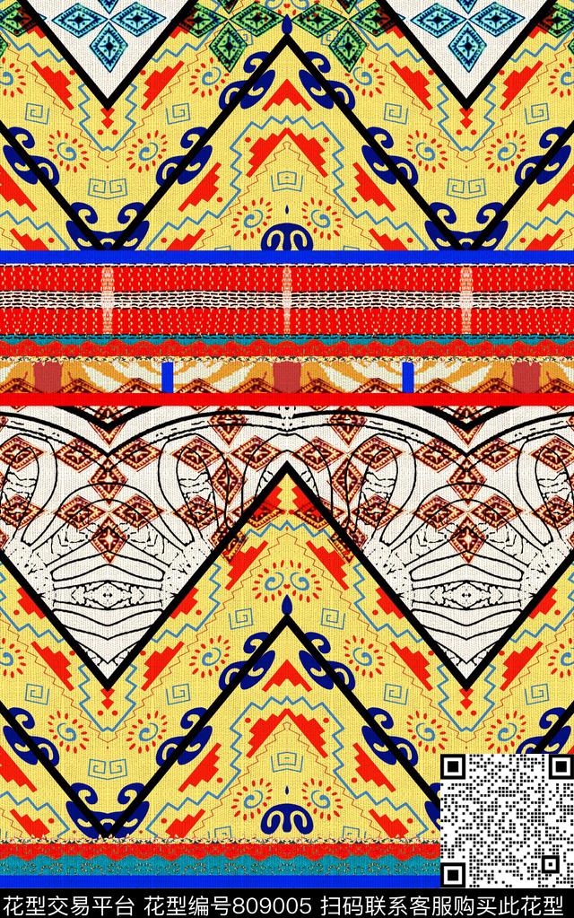 波西米亚欧式民族风数码印花华亿平台下载（图片编号: 809005） - 瓦栏（Walan）