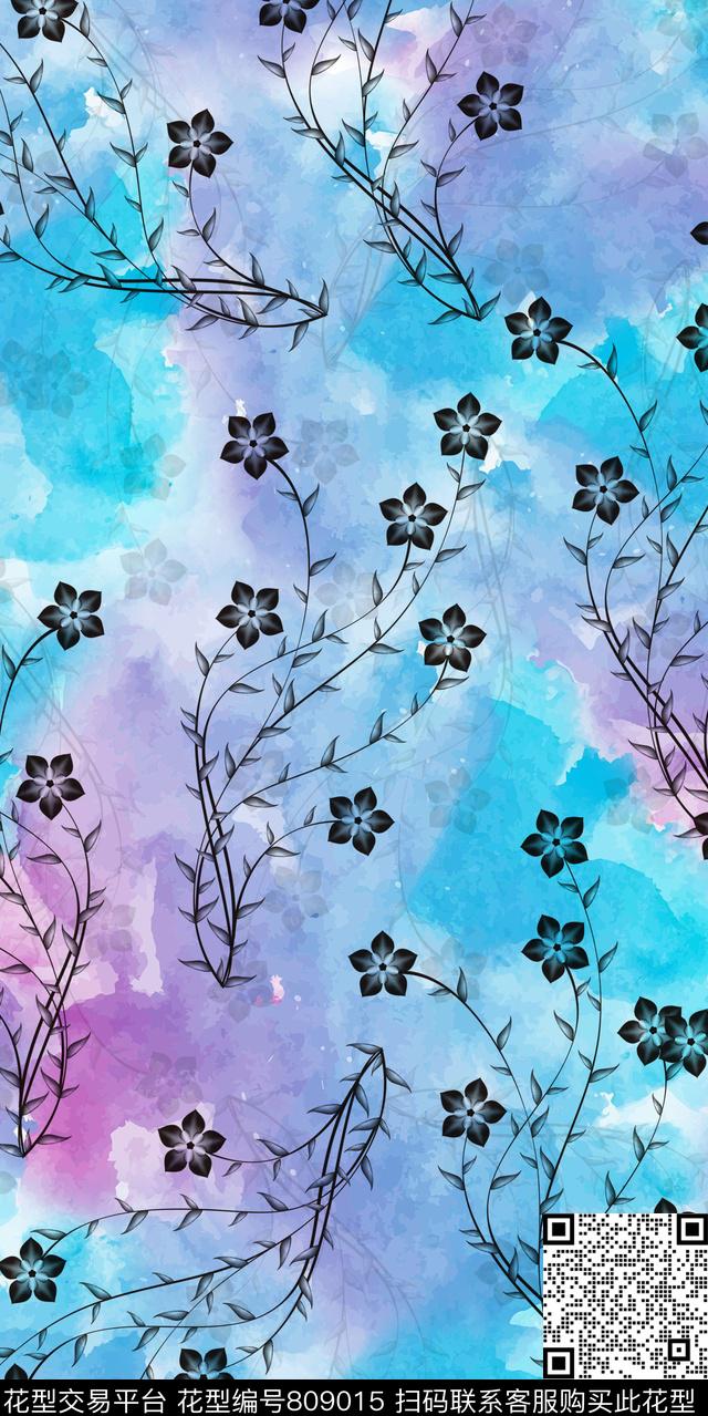 小碎花乱花花朵数码印花华亿平台下载（图片编号: 809015） - 瓦栏（Walan）