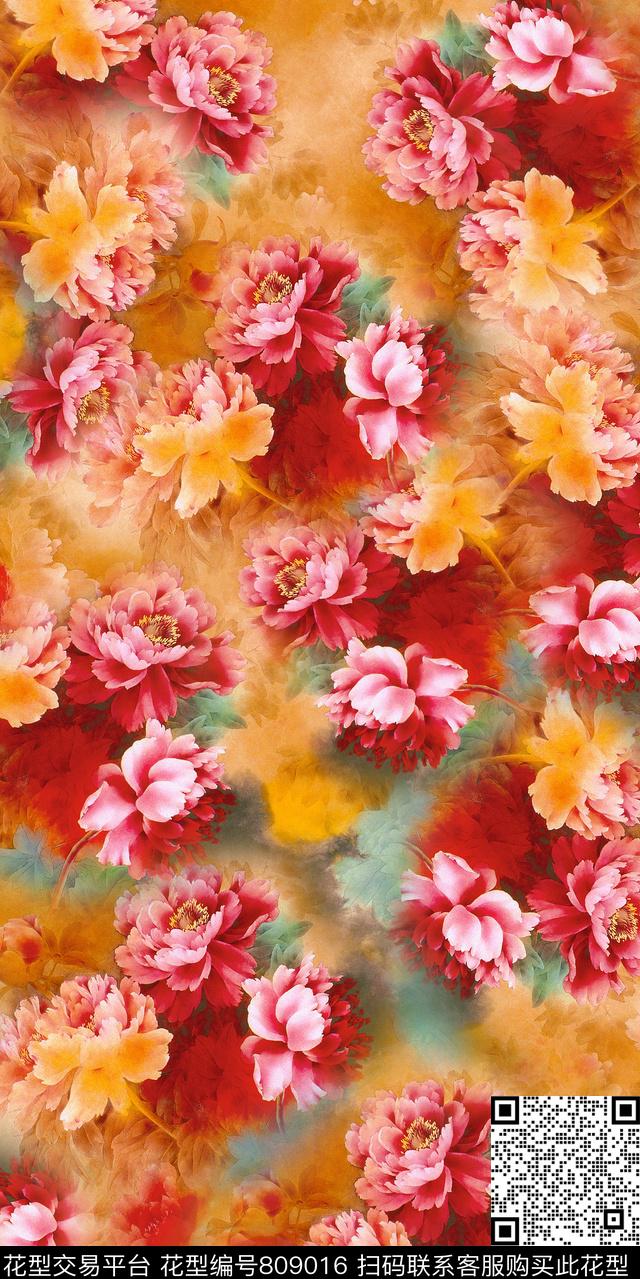 花卉数码印花华亿平台下载（图片编号: 809016） - 瓦栏（Walan）