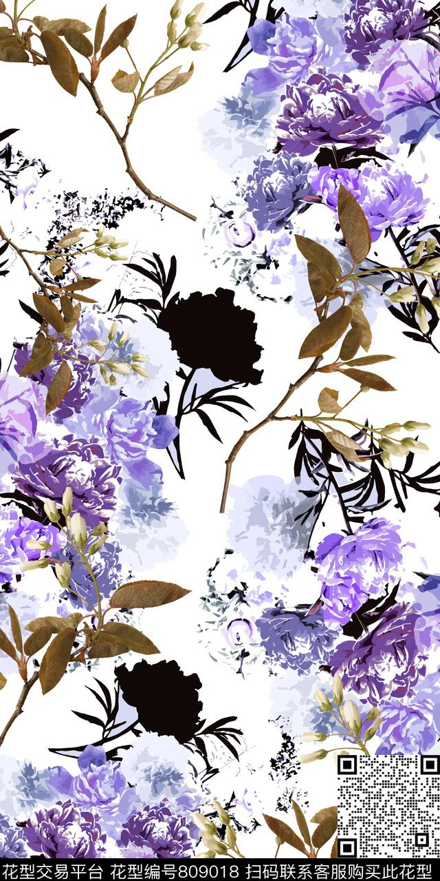 花卉数码印花华亿平台下载（图片编号: 809018） - 瓦栏（Walan）