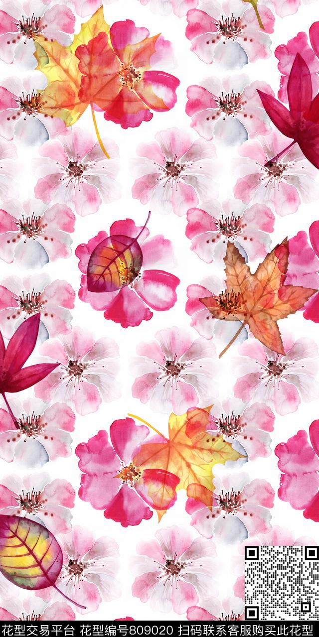 小碎花花卉花朵数码印花华亿平台下载（图片编号: 809020） - 瓦栏（Walan）