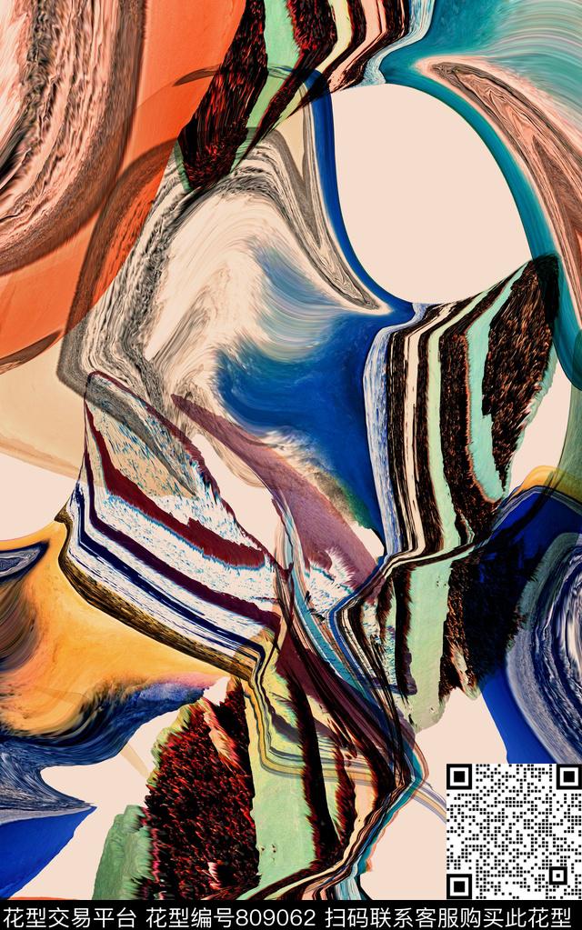 抽象渐变色彩数码印花华亿平台下载（图片编号: 809062） - 瓦栏（Walan）