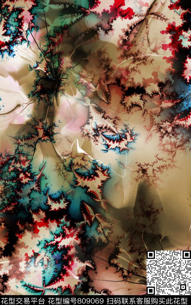 抽象渐变色彩数码印花华亿平台下载（图片编号: 809069） - 瓦栏（Walan）