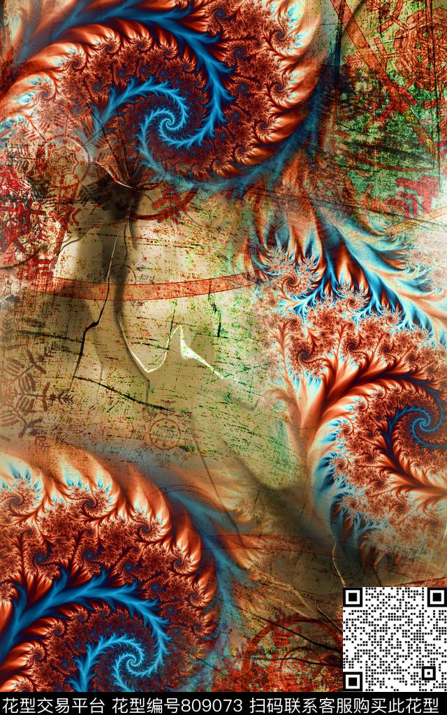 抽象渐变色彩数码印花华亿平台下载（图片编号: 809073） - 瓦栏（Walan）