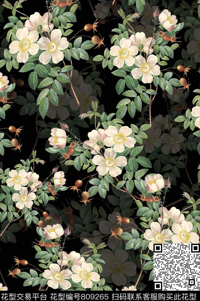 小碎花雏菊花卉创意数码印花华亿平台下载（图片编号: 809265） - 瓦栏（Walan）