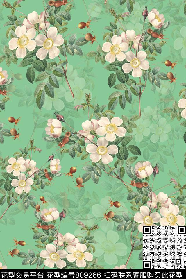 小碎花雏菊花卉创意数码印花华亿平台下载（图片编号: 809266） - 瓦栏（Walan）