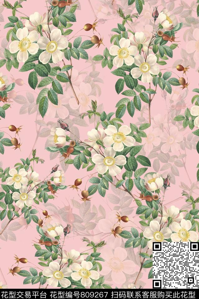 小碎花雏菊花卉创意数码印花华亿平台下载（图片编号: 809267） - 瓦栏（Walan）