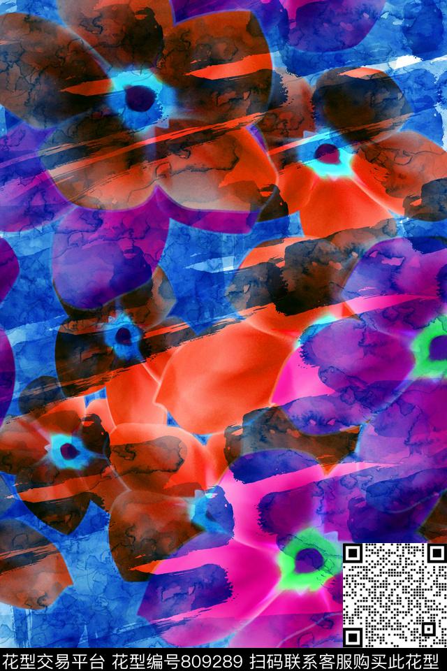 花卉大花趣味数码印花华亿平台下载（图片编号: 809289） - 瓦栏（Walan）