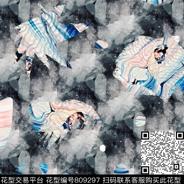 色块重复笔触肌理。传统印花华亿平台下载（图片编号: 809297） - 瓦栏（Walan）