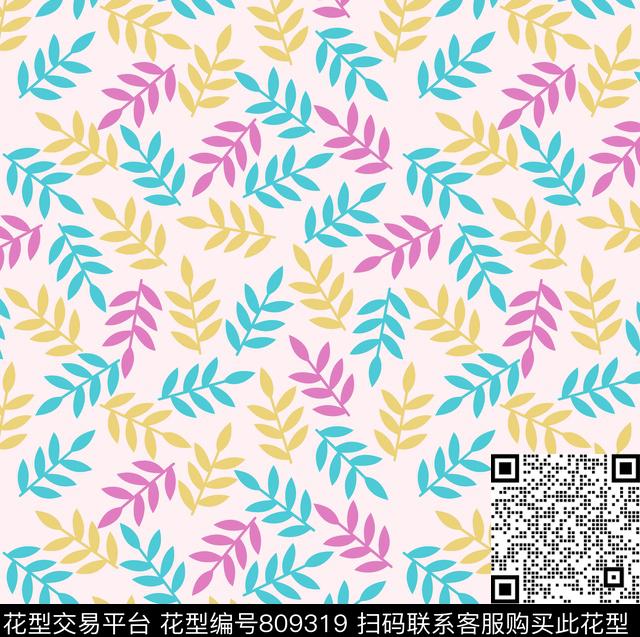 花卉色块树叶传统印花华亿平台下载（图片编号: 809319） - 瓦栏（Walan）