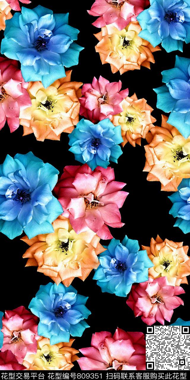 数码手绘水彩数码印花华亿平台下载（图片编号: 809351） - 瓦栏（Walan）