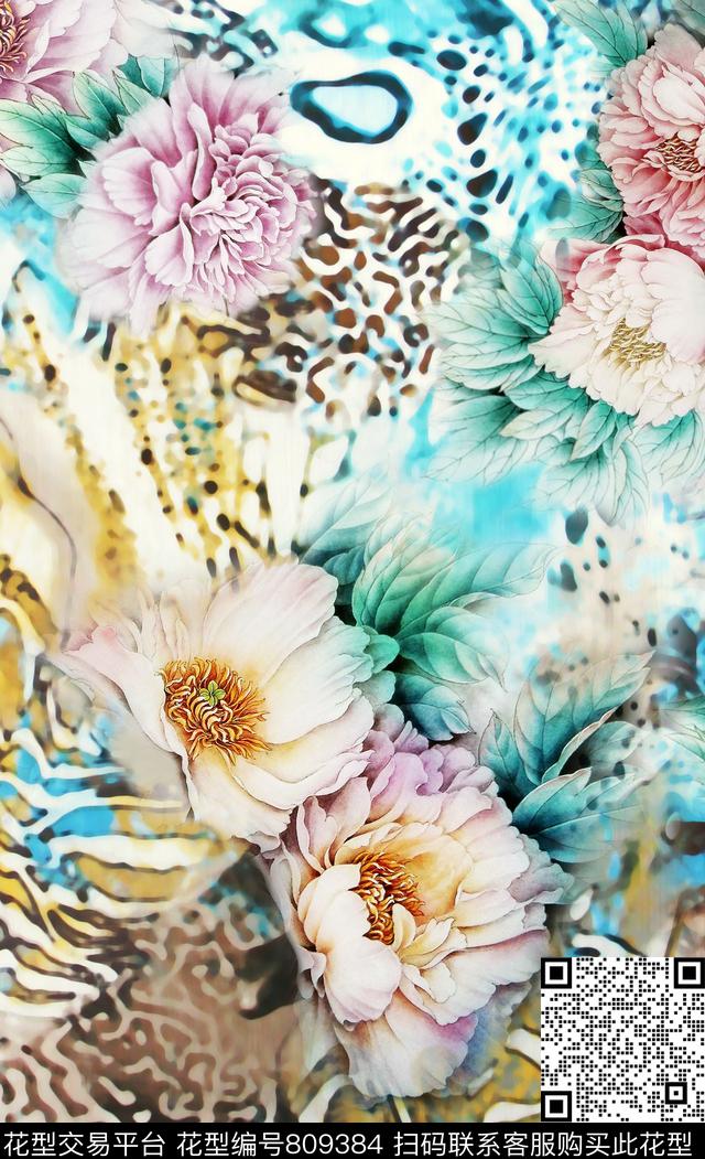 唯美国画动物纹数码印花华亿平台下载（图片编号: 809384） - 瓦栏（Walan）