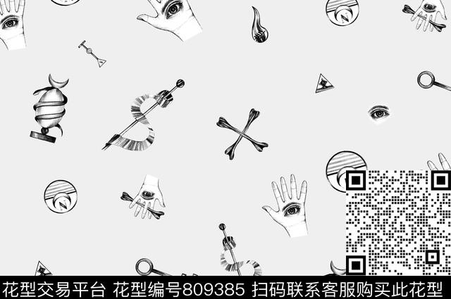 纹理抽象黑白数码印花华亿平台下载（图片编号: 809385） - 瓦栏（Walan）