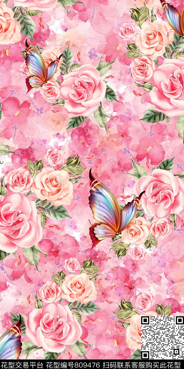 罂粟花乱花玉兰花数码印花华亿平台下载（图片编号: 809476） - 瓦栏（Walan）