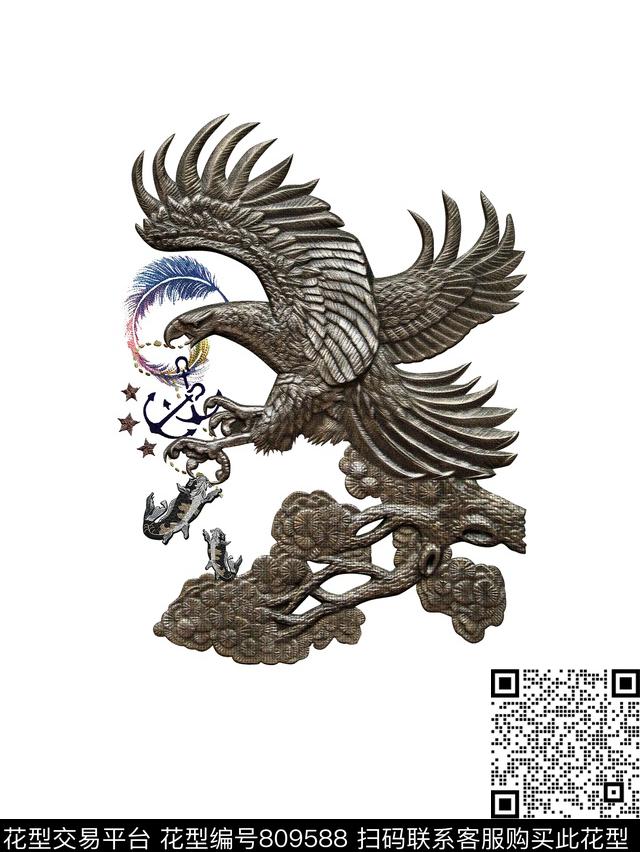 老鹰动物商务数码印花华亿平台下载（图片编号: 809588） - 瓦栏（Walan）