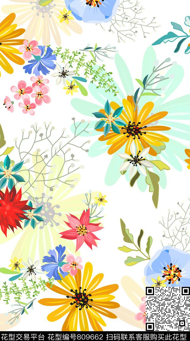 花卉野花小花数码印花华亿平台下载（图片编号: 809662） - 瓦栏（Walan）