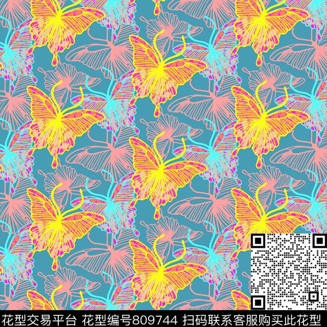 女装昆虫蝴蝶传统印花华亿平台下载（图片编号: 809744） - 瓦栏（Walan）