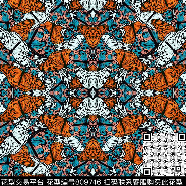 女装昆虫蝴蝶传统印花华亿平台下载（图片编号: 809746） - 瓦栏（Walan）
