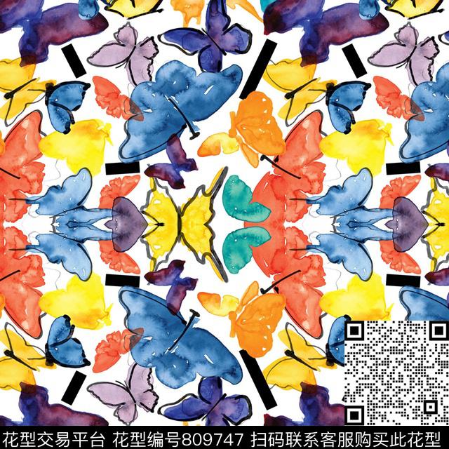 女装昆虫蝴蝶数码印花华亿平台下载（图片编号: 809747） - 瓦栏（Walan）
