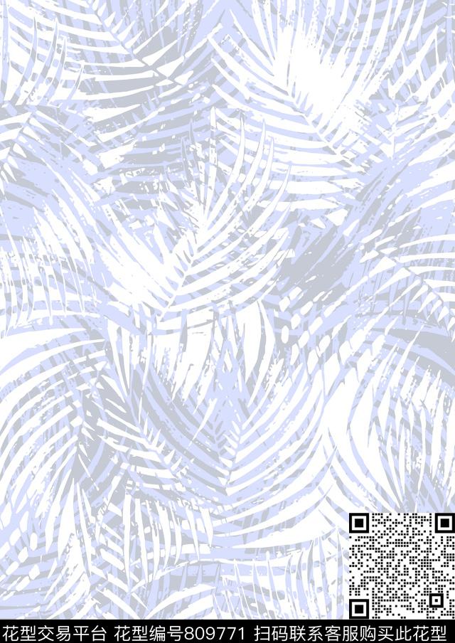 叶子休闲风花叶传统印花华亿平台下载（图片编号: 809771） - 瓦栏（Walan）