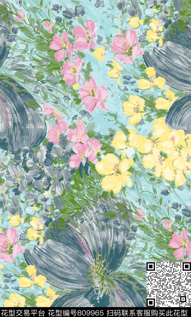 花朵乱花床品传统印花华亿平台下载（图片编号: 809965） - 瓦栏（Walan）