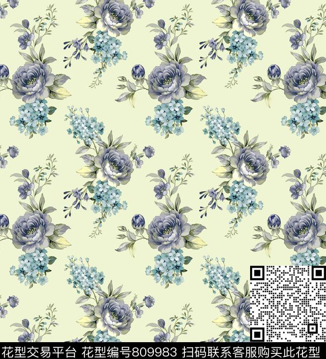 牡丹床品花卉传统印花华亿平台下载（图片编号: 809983） - 瓦栏（Walan）