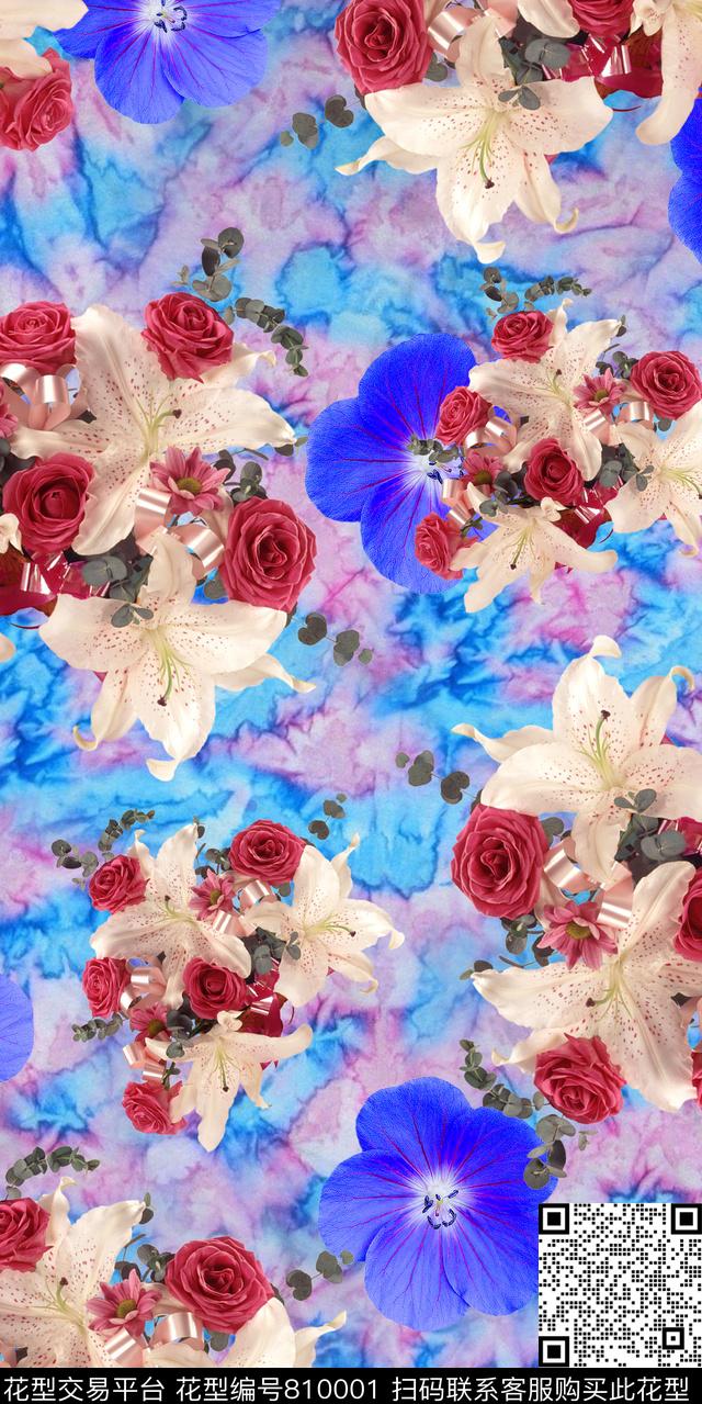 罂粟花乱花玉兰花数码印花华亿平台下载（图片编号: 810001） - 瓦栏（Walan）