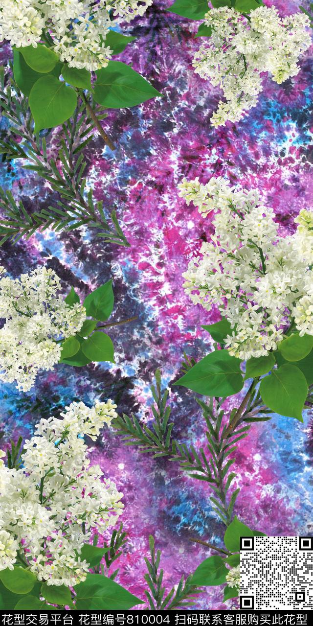 玉兰花雏菊百合数码印花华亿平台下载（图片编号: 810004） - 瓦栏（Walan）