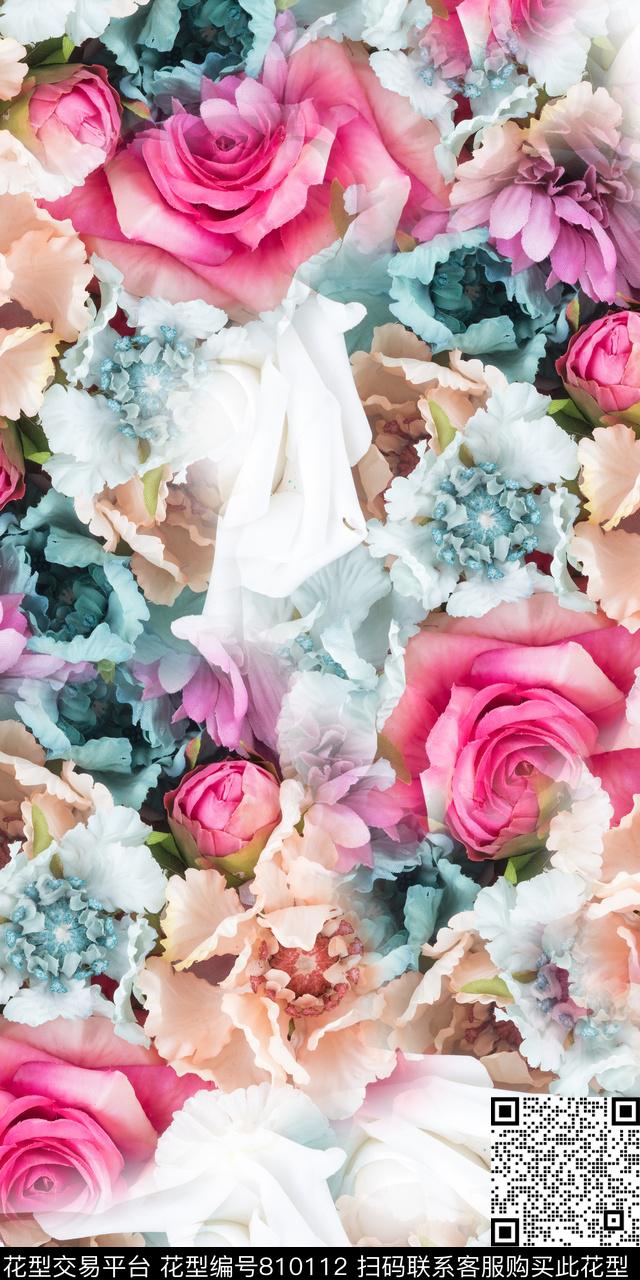 花卉满版花乱花数码印花华亿平台下载（图片编号: 810112） - 瓦栏（Walan）