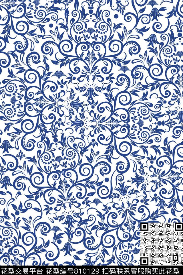 圆形纹理笔触传统印花华亿平台下载（图片编号: 810129） - 瓦栏（Walan）