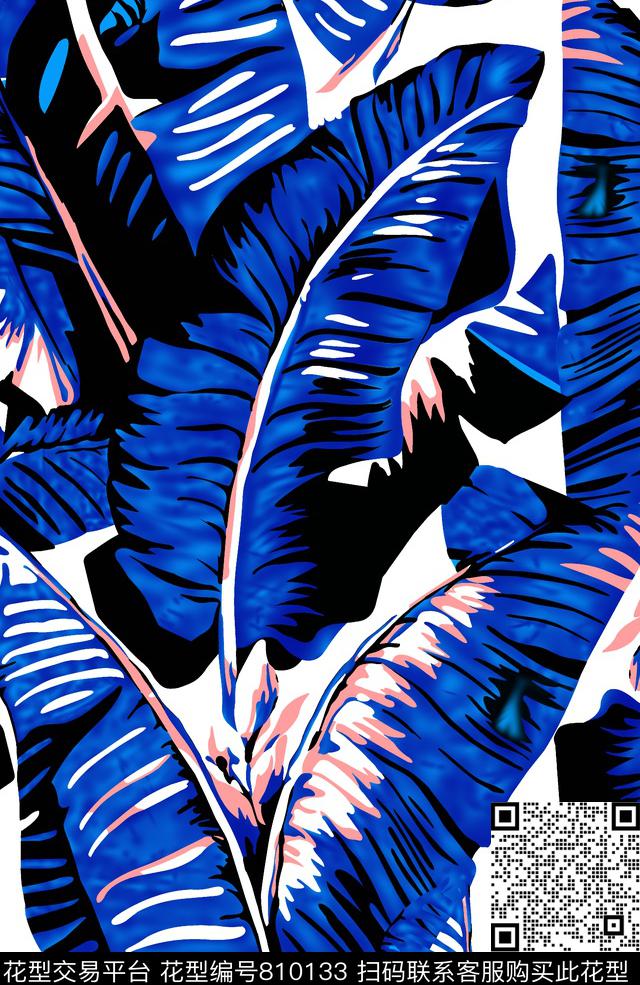 少女衣裙系列沙滩裤大叶子传统印花华亿平台下载（图片编号: 810133） - 瓦栏（Walan）