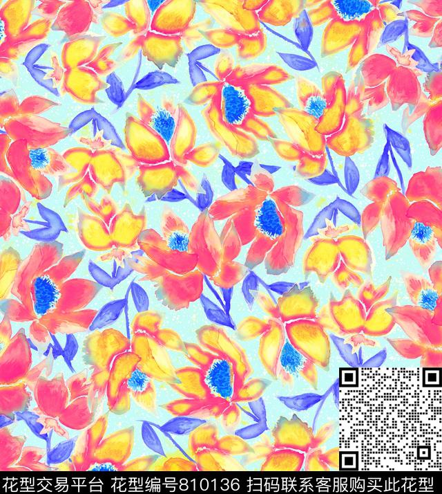 少女衣裙系列花卉仿数码传统印花华亿平台下载（图片编号: 810136） - 瓦栏（Walan）