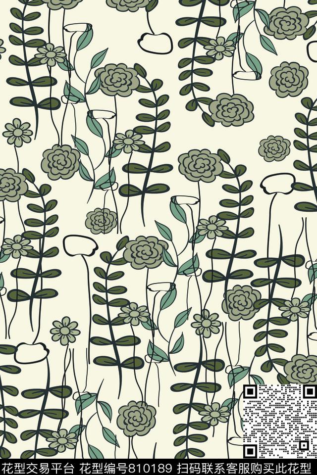 卡通手绘线描传统印花华亿平台下载（图片编号: 810189） - 瓦栏（Walan）