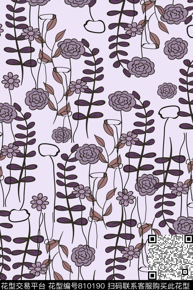 卡通手绘线描传统印花华亿平台下载（图片编号: 810190） - 瓦栏（Walan）