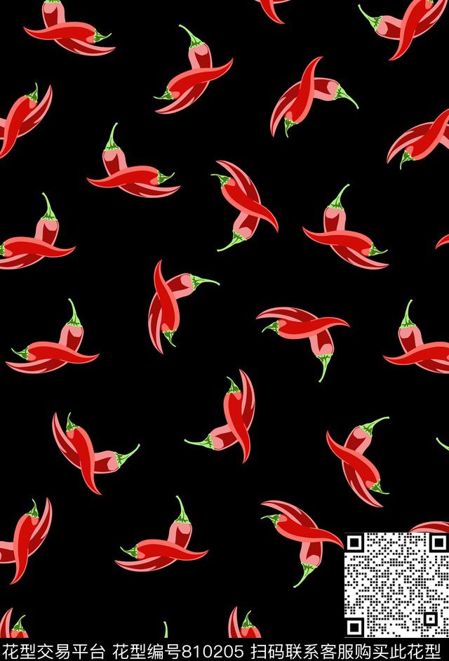 女装时尚趣味熟菜辣椒传统印花华亿平台下载（图片编号: 810205） - 瓦栏（Walan）