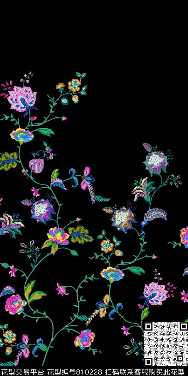 绣花民族风波西米亚数码印花华亿平台下载（图片编号: 810228） - 瓦栏（Walan）