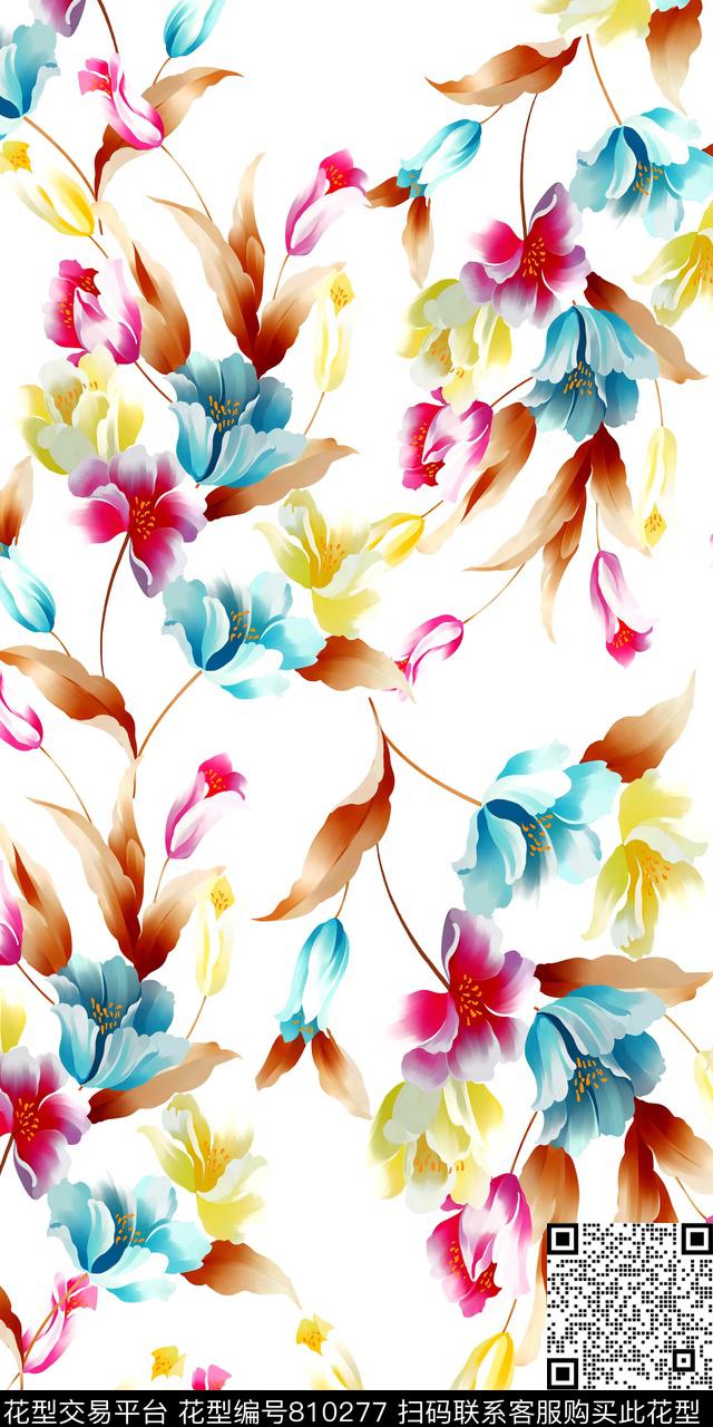 数码手绘水彩数码印花华亿平台下载（图片编号: 810277） - 瓦栏（Walan）
