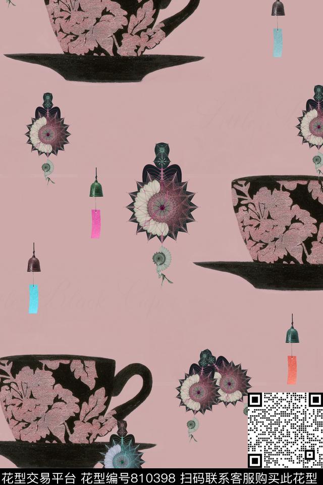 杯子挂饰静物数码印花华亿平台下载（图片编号: 810398） - 瓦栏（Walan）