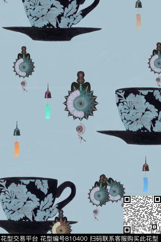 杯子挂饰静物数码印花华亿平台下载（图片编号: 810400） - 瓦栏（Walan）