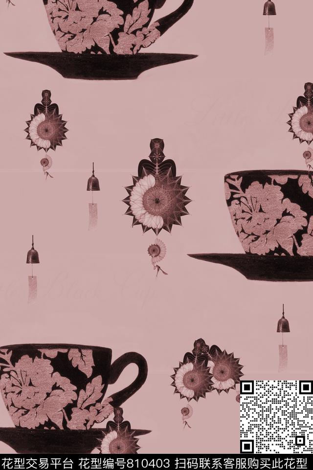 杯子挂饰静物数码印花华亿平台下载（图片编号: 810403） - 瓦栏（Walan）