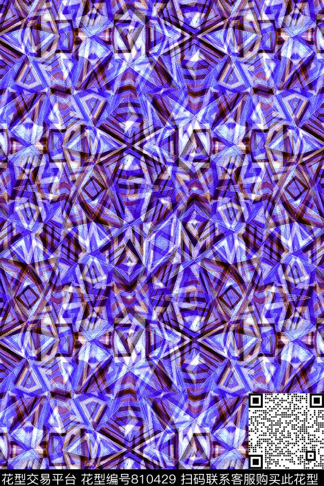 小方块不规则几何菱形数码印花华亿平台下载（图片编号: 810429） - 瓦栏（Walan）