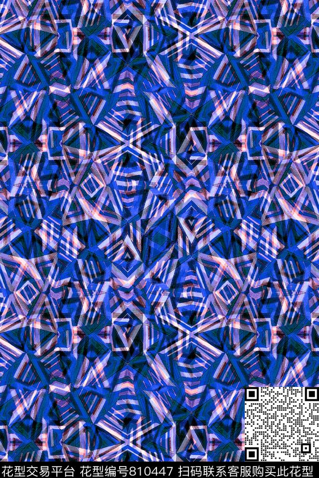 小方块不规则几何菱形数码印花华亿平台下载（图片编号: 810447） - 瓦栏（Walan）